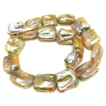 16 дюймов AA 18-22 мм натуральный розовый плоский квадратный Большой барокко жемчужный набор для браслетов