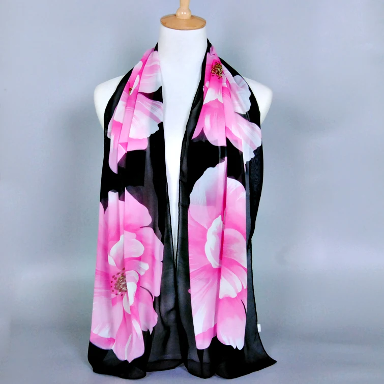 

New light and thin fashion Baitao Fashion Ethnic Wind Printing Big Flower Hot Selling Printed Chiffon Shawl Scarf XQ01