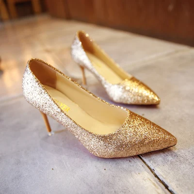 

Women Pumps Extrem Sexy High Heels Women Shoes Thin Heels Female Shoes Wedding Shoes Gold Sliver White Ladies Shoes