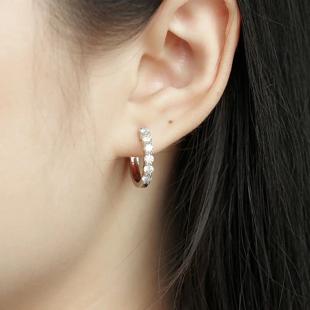 Женские серьги кольца из серебра 3 5 пробы с муассанитом|hoop earrings|earrings forearrings for women |