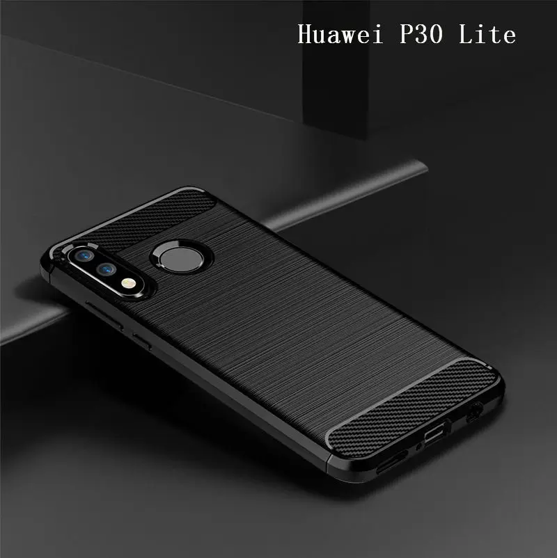 Чехол для Huawei P30 Lite матовый Мягкий силиконовый чехол из углеродного волокна ТПУ с