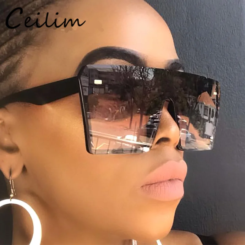 

Luxury Brand Oversize Square Sunglasses Women 2019 New Designer One Piece Gradient Mirror Shades Fashion Big Flat Top Goggles