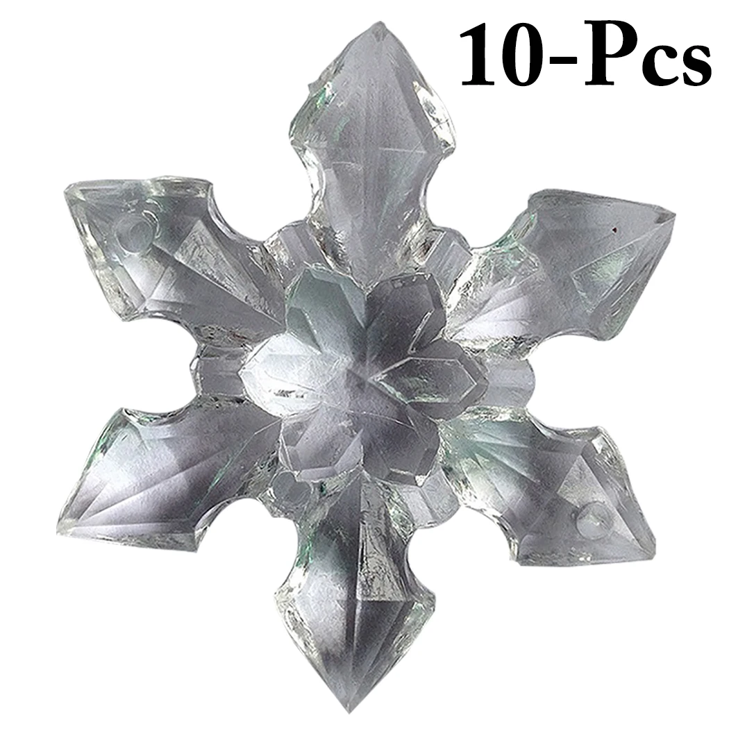 10PCS Christmas Snowflake Ornament Fashion Clear Crystal Snowflake