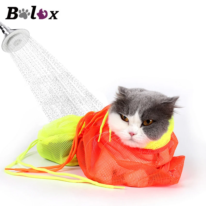 Portable Mesh Pet Cat Grooming Restraint Bag Good for Cat Bath Washing Nails Cutting Cleaning Bag Adjustable Cat Nail Trimming