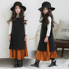 Г. Новые брендовые Детские весеннее платье Детский сарафан модная одежда для девочек платье пояс сбоку вилка детское платье-рубашка без рукавов одежда для малышей, 2621