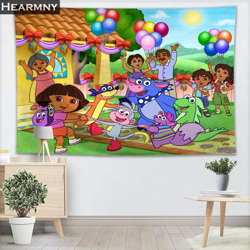 

Dora Diego Anime Wall Hanging Tapestry Sheets Home Decorative Tapestries Beach Towel Yoga Mat Blanket Table Cloth Wall Tapestry