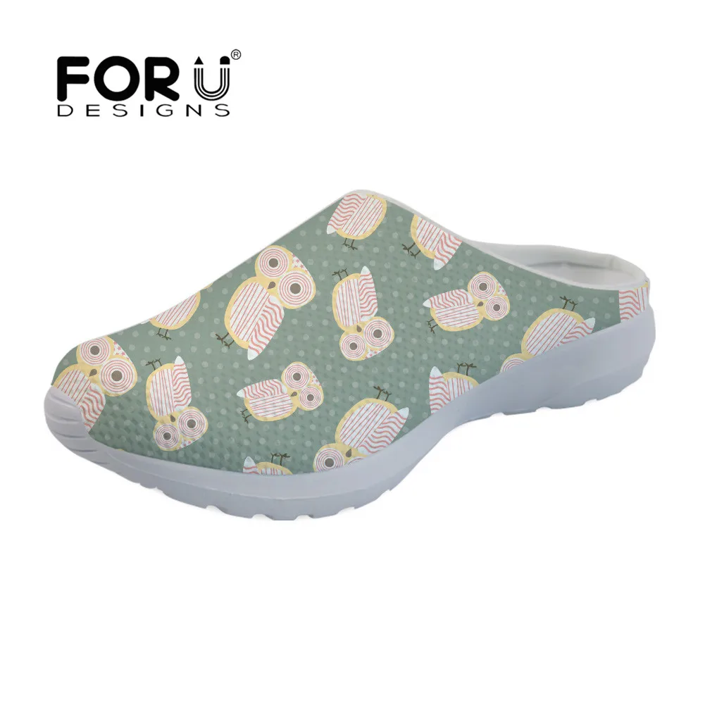 FORUDESIGNS/женские босоножки Сова из мультика, рисунки дышащие пляжные тапочки новая летняя женская обувь Повседневная Удобная хлопковая куртка обувь на плоской подошве