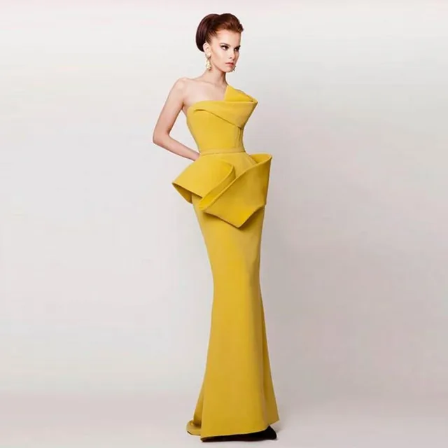 Simple Yellow Long Formal Dresses