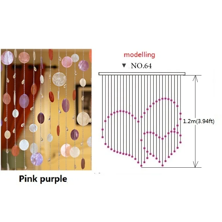 NO.64finished занавес 26 шт./лот разноцветная ракушка занавес украшенный камнями дверь занавес экран крыльцо перегородка Рождественское украшение 01 - Цвет: 26pcs Pink purple