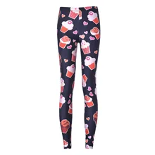 Новые женские леггинсы модные мороженого цифровая печать тонкие узкие брюки женские Черные джеггинсы Фитнес Леггинсы