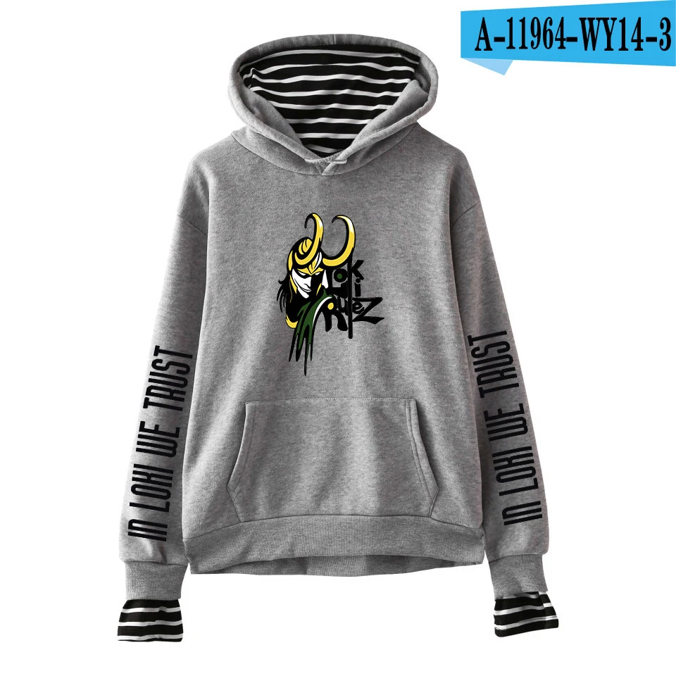 LOKI поддельные два предмета толстовки Толстовка с принтом Topcloset Loki том Хиддлстон фильм Harajuku женщин/мужчин толстовки Harajuku - Цвет: gray