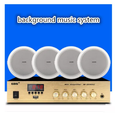 

Public Broadcasting System 40W power audio with 4pcs contant voltage ceiling speakers background music system