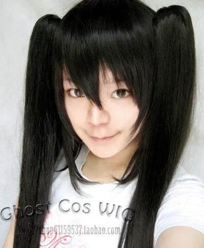 

Hatsune Miku 120cm Black long double ponytails anime costume cosplay wig.stock.Free shipping