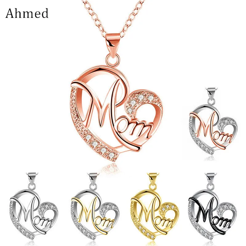 Fashion Maxi Statement Necklace Heart Pendant Necklaces Mom Women Jewelry