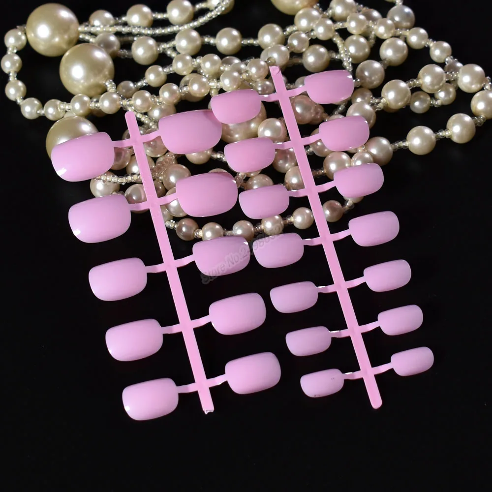 2017 Beauty Popular False Acrylic Nail Tips Plastic Candy Pink Fake Short Nail Art Tips For UV