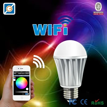 

AC100-240V E27 wifi bulb 7W RGBW led light bulb smart Wireless remote control Magic lamp change dimmable for home hotel Android
