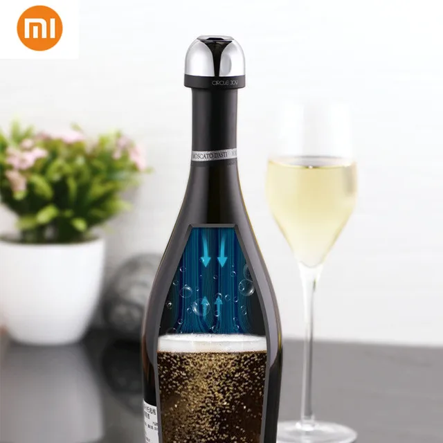 

New 2019 Xiaomi Mijia Champagne Sparkling Wine Stopper Stainless Steel Wine Stopper Party Corks chain brand-Circle Joy