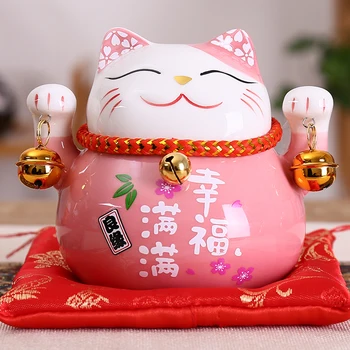 

4.5 inch Ceramic Maneki Neko Statue Lucky Cat Money Box Fortune Colored Cat Piggy Bank Home Decoration Gift Feng Shui