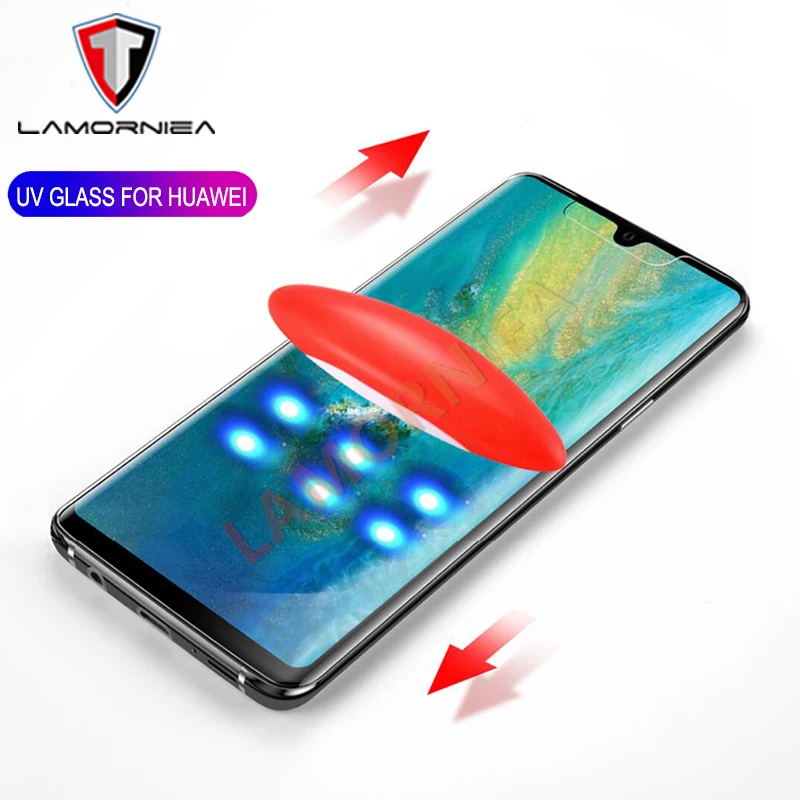 UV Glue Screen Protector For Huawei P30 Pro P20 Tempered Glass Full Cover For Huawei Mate 20 Pro Lite X RS UV Glass For LG V40