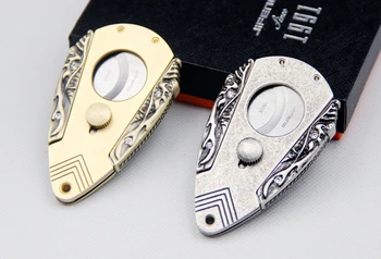 

High Quality JiFENG Bronze/Ancient Silver Color Stainless Steel Sharp Dual Blades Cigar Cutter Cigar Scissors Pocket Cigar Tool