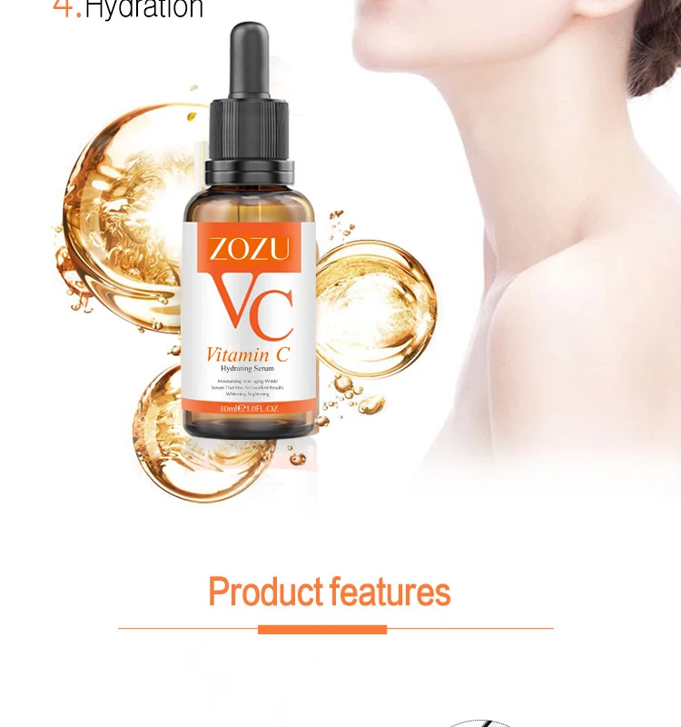 ZOZU Brand Natural Skin Care Hyaluronic Acid Anti-aging Whitening Vitamin C serum for face