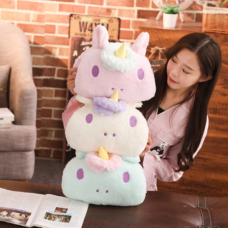 33 см Kawaii Плюшевый единорог грелка для рук Подушка на стул мягкое Коралловое