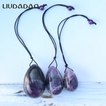 

Natural Amethyst Yoni Eggs with beads Egg Ball For Women Pelvic Floor Muscle Relax Massager Body Care Health Care Massage Tools