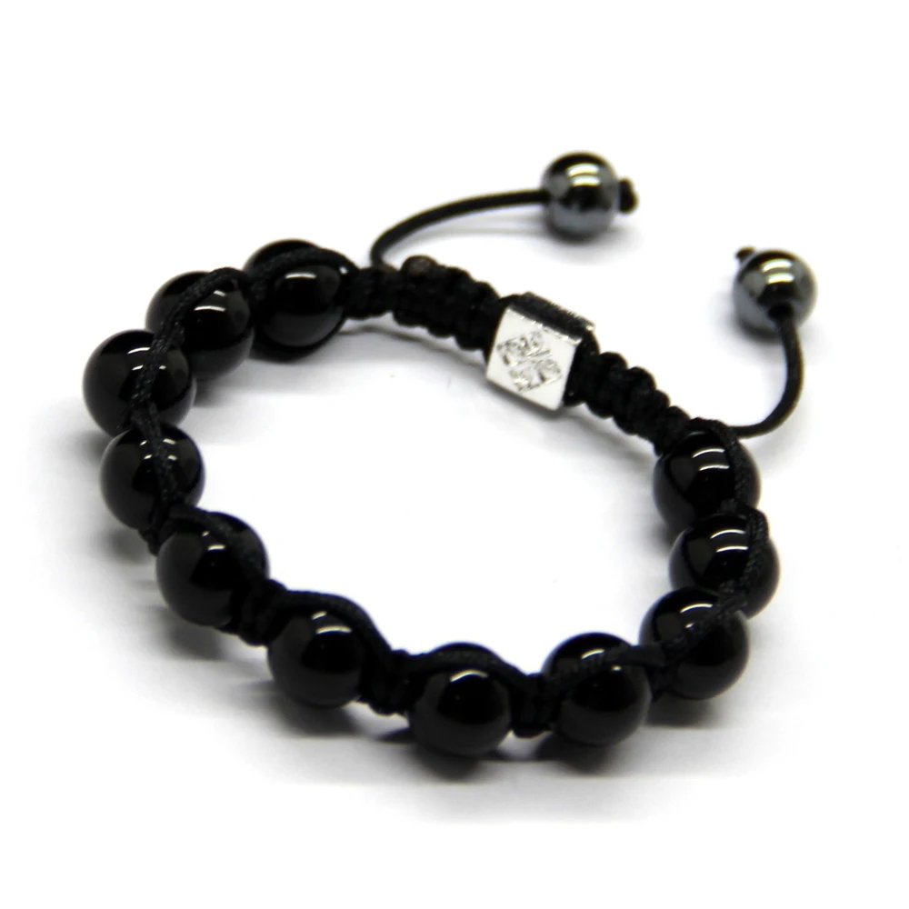 

Ailatu Wholesale Free Shipping Hot Sale Semi-precious Stone A Grade Natural Black Onyx Macrame Bracelet