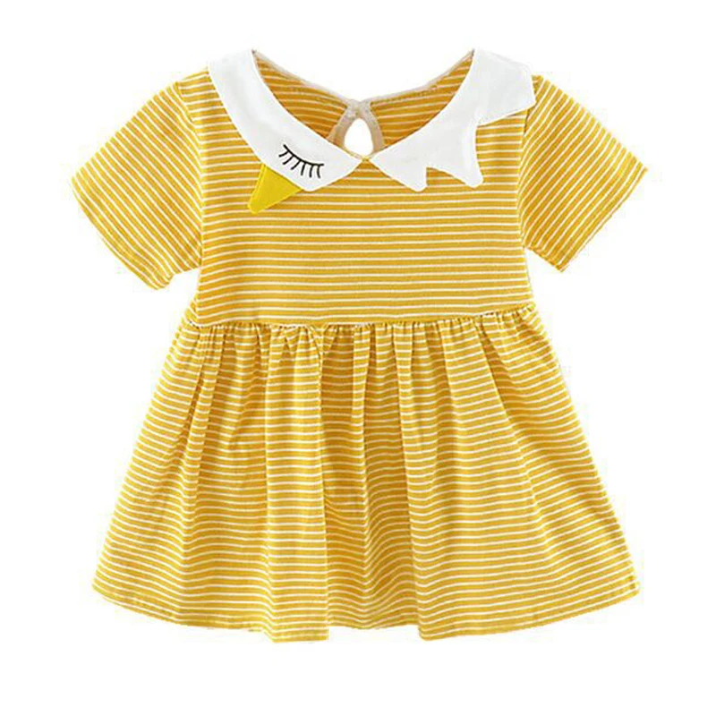 

Summer Newborn Baby Girls Casual stripe Dress Girl T-shirt Clothes Linen and Cotton Kids Princess Dress for Infant Vestido 0-24M