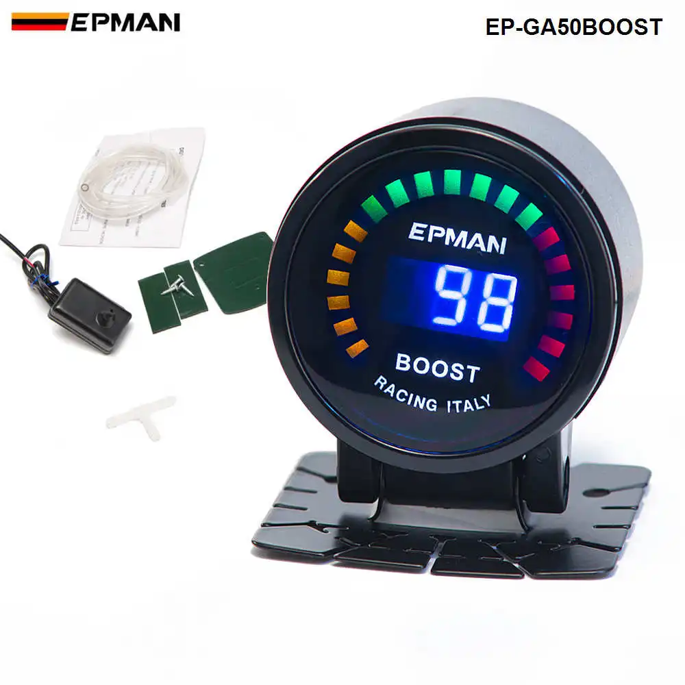 2" 52mm Digital Color Analog LED PSI/BAR Turbo Boost Gauge Meter W