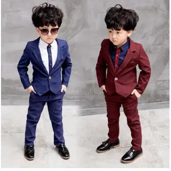 

Blue/red Children Suit Big Boys Suits Kids Blazer Boys fashion Suit For Wedding Boys Clothes Jackets Blazer+Pants+shirt 3-10Y