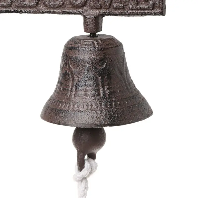Nordic style brown Vintage Metal iron door wall mounted Welcome cast wireless doorbell porch garden decoration Nordic style brown Vintage Metal iron door wall mounted Welcome cast wireless doorbell porch garden decoration