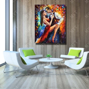 

Abstract Modern Hand Painted Sexy Man and Women Dance Oil Painting on Canvas Wall Art Home Decor Knife Painting No Framed