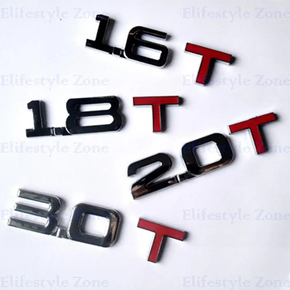 New Bumper Sticker Metal Emblem Decal Turbo TSI Rear Trunk Trim Badge Polish Chrome Red 1.5T 1.6T 1.8T 2.0T 2.2T 2.4T 2.5T 3.0T - Image 3