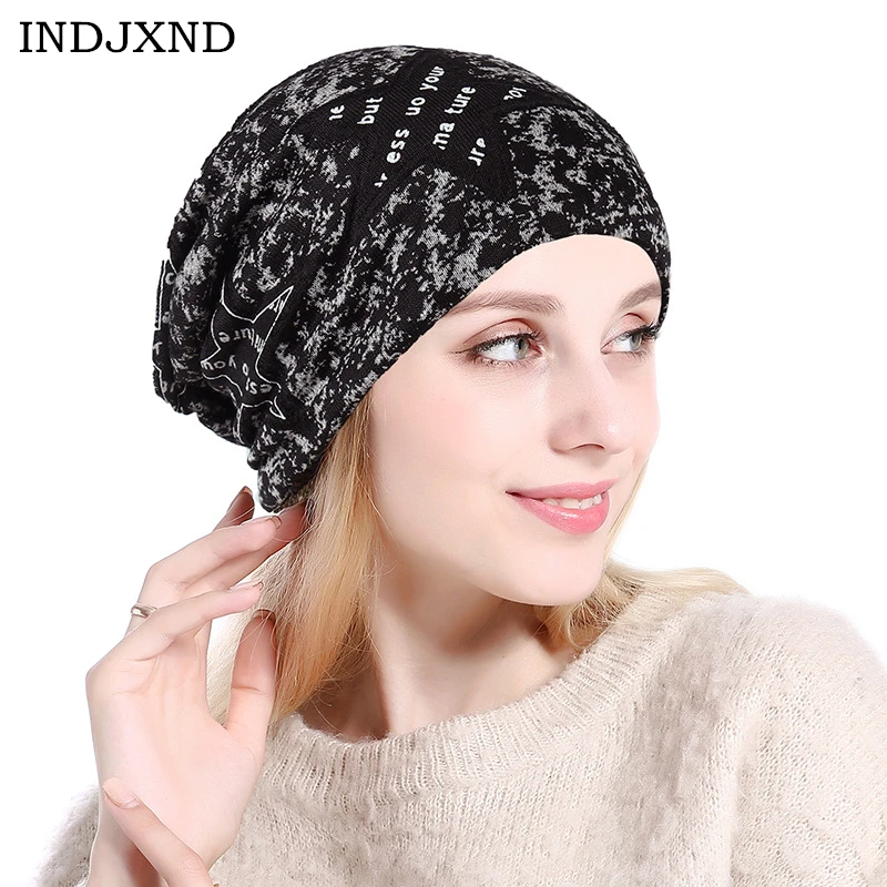 INDJXND Female Autumn Lace Hollow Head Caps Double Layers Solid Color