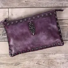 Echtes Leder Rindleder Retro Niet Handtasche Vintage Feste Frauen-partei Tageskupplungen Umhängetaschen Handtaschen Schulranzen