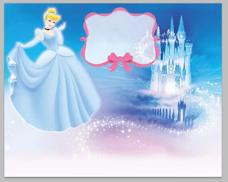 

7x5FT Light Blue Sky Cinderella Princess Ribbons Crystal Castle Custom Photo Studio Backgrounds Backdrops Vinyl 220cm x 150cm