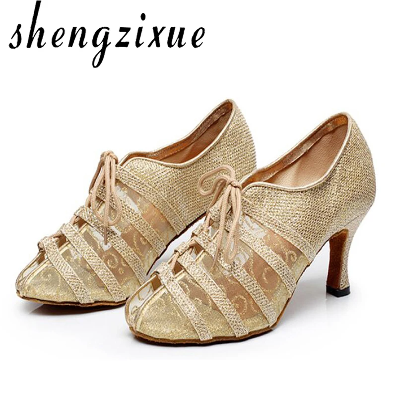 

Free shipping shengzixue Adult Women Latin Dance Shoes Salsa Tango Dancing Shoes For Women Heel Height Ballroom Shoes Dance