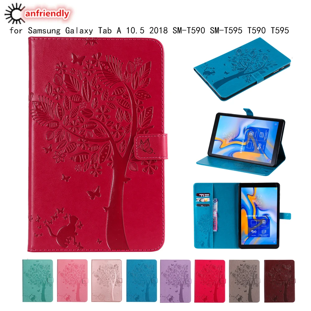 Чехол книжка для Samsung Galaxy Tab A 10 5 2018 SM T590 T595 высокое качество чехол отделения