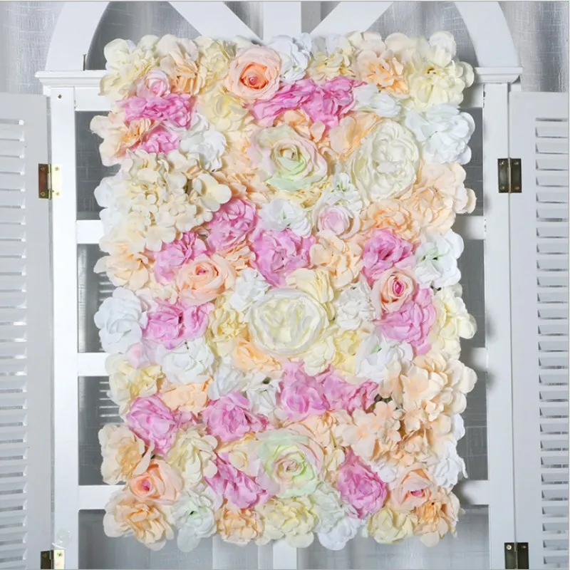 40X60cm Artificial Silk Flower Wall Panel White Flowers Hydrangea