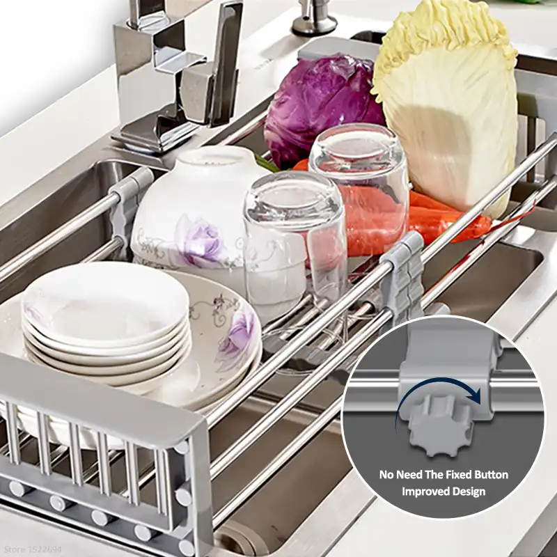 Adjustable Over The Sink Colander Dry Rack Pro Kitchen Sink Dish Drainer Rack Collapsible Over Sink Dish Drainer Color Option