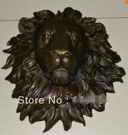 

free shipping Lion head flat bronze sculpture statue The art hanging wall