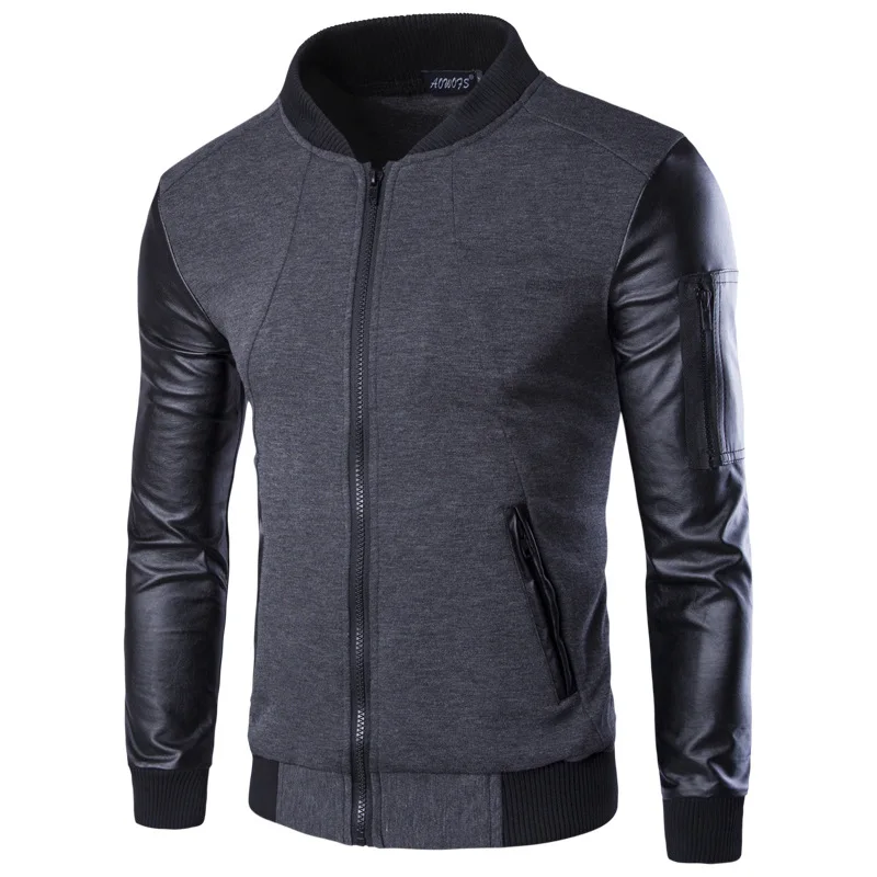 Мужская куртка бомбер из ПУ кожи с воротником стойкой|jacket men|men jacketjacket jacket |