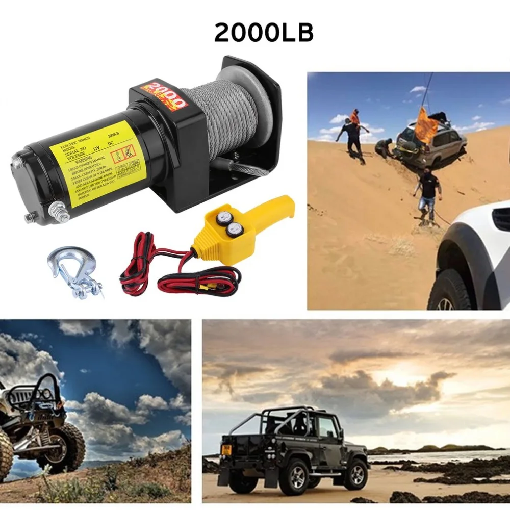 

Professional Heavy Duty 12V 2000LB Recovery Electric Winch ATV Rope Wireless Remote Truck Boat Trailer Lifting Sling