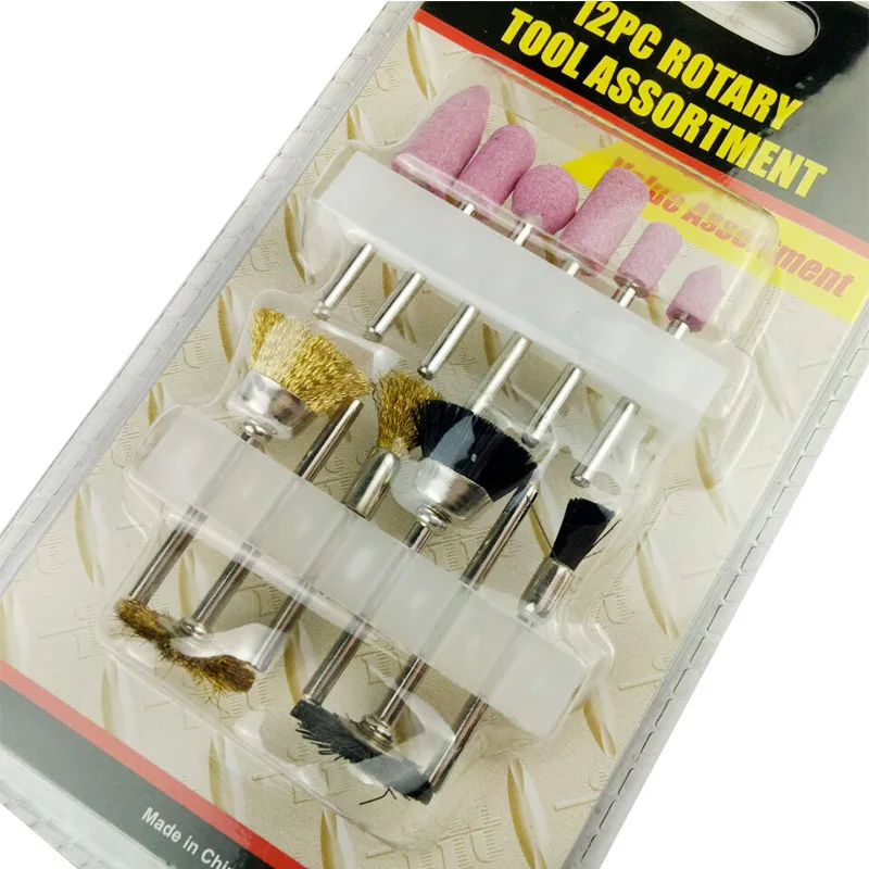 

12pc grinding head set bullet pointed spherical cylindrical bullet pointed grinding head steel wire rust removal polishing brush