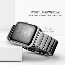 Ceramic Watch Bands For Apple Watch 4 40mm 44mm Link Bracelet Butterfly Buckle Iwatch Series 3 2 1 38mm 42mm Glossy Black/White
