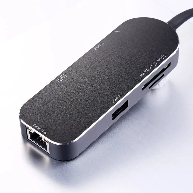 USB c концентратора адаптер Dongle Dock с Тип PD Мощность 4 К видео HDMI SD Card Reader Gigabit Ethernet C 3.0