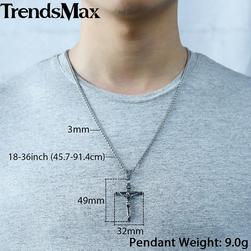 Цепочка мужская из нержавеющей стали 316L с изображением Иисуса Христа|cross pendant
