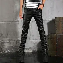 Мотоциклетные брюки, мужские обтягивающие брюки, повседневные теплые кожаные брюки для мужчин, Осень-зима, плюс бархатные утепленные прямые строчки
