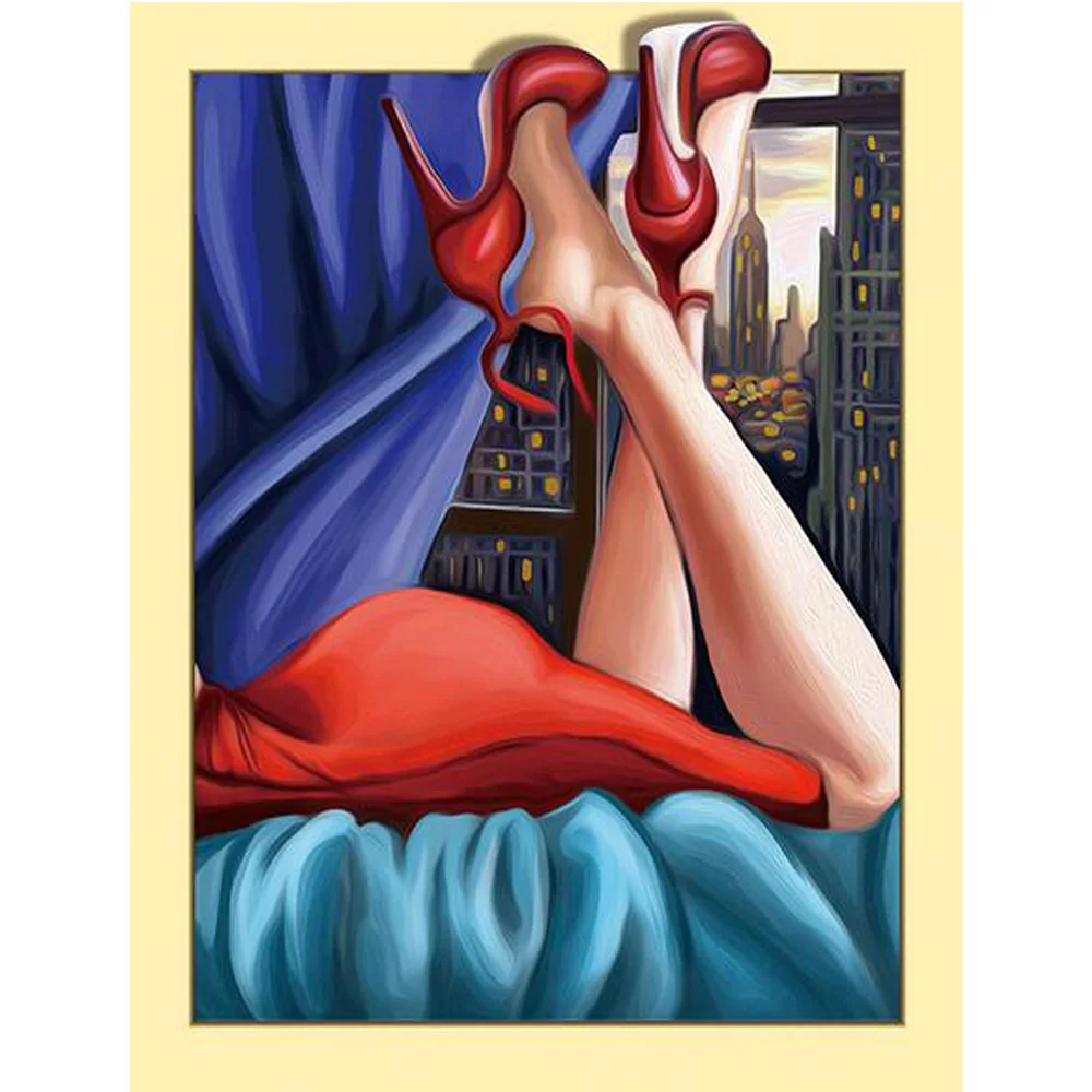 

Full Square / Round Drill 5D DIY Diamond Painting Cross Stitch "Girl" 3D Embroidery High heels mosaic 5D Home decor gift YU724